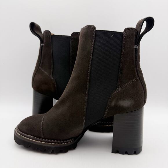 See by Chloe Womens Mallory Ankle Boot EU 37.5 US 7.5 Grey Calf Suede NIB - Picture 8 of 13